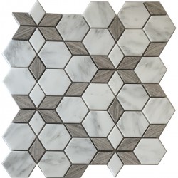 Мозаїка Mozaico De Lux S-Mos SPTH2840-207R-8 Wood+White 300x260