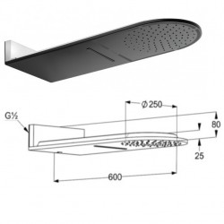 Kludi 648808700 A-QA 2S matt black Верхній душ-250